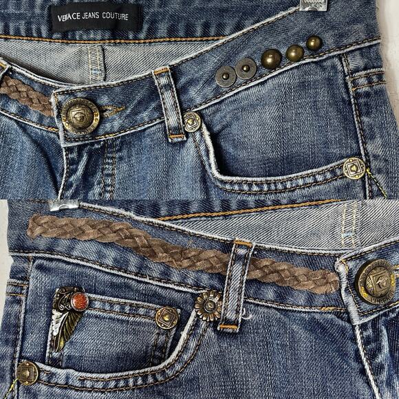 Versace Jeans Couture jeans boot cut leg, low rise, Y2K, size 30, distressed - Picture 5 of 11